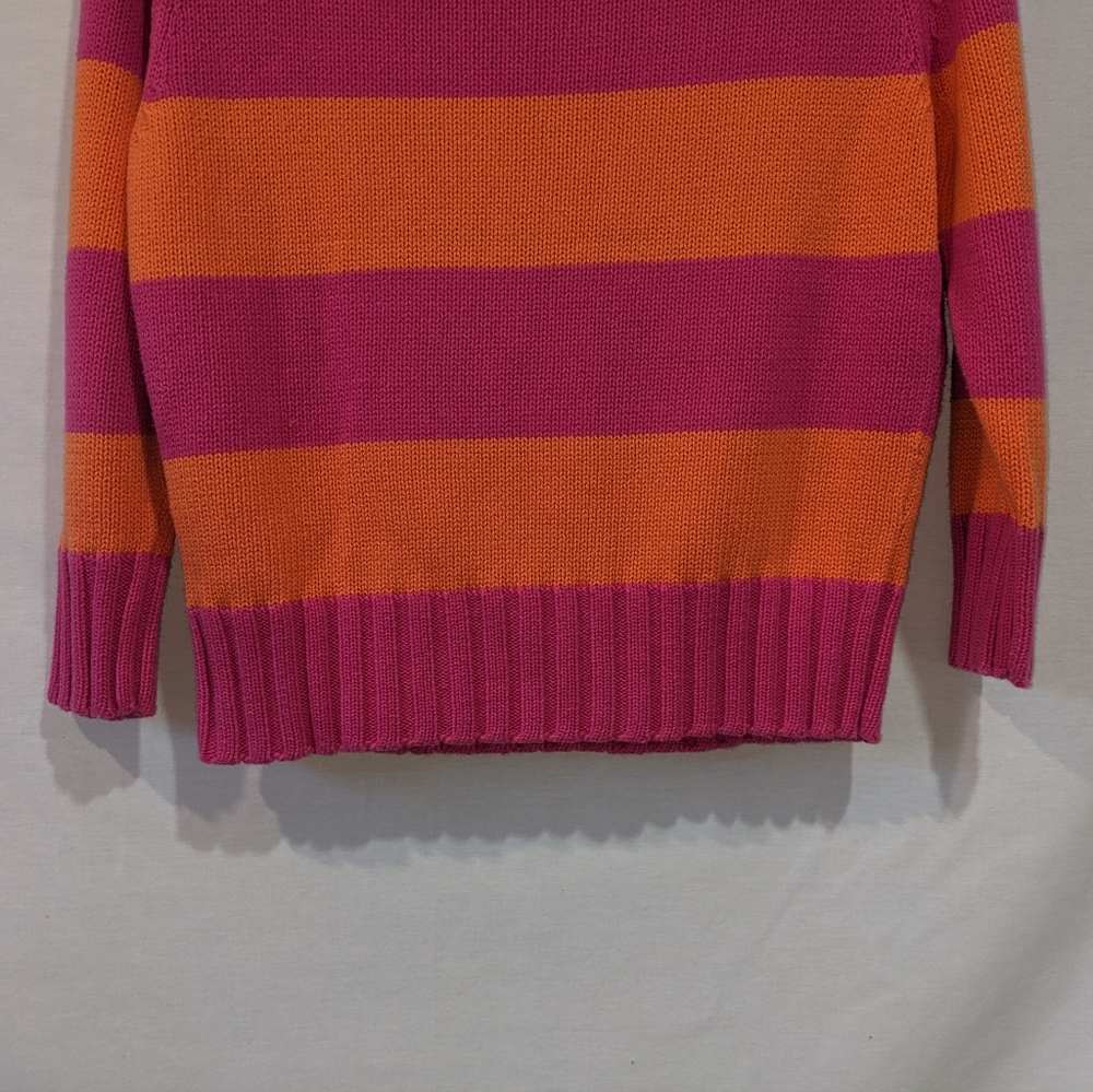 Vintage Casual Corner 100% Cotton Hot Pink and Orange Striped Knit Sweat… - Picture 9 of 9